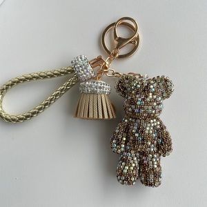 Bag chain gold/brown teddy bear